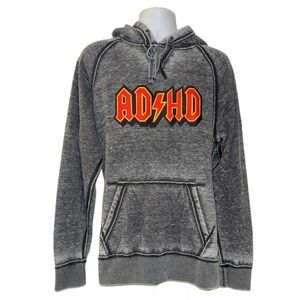 Bream ADHD Hoodie Men’s XL Gray Pullover Sweatshirt AC/DC Parody Graphic